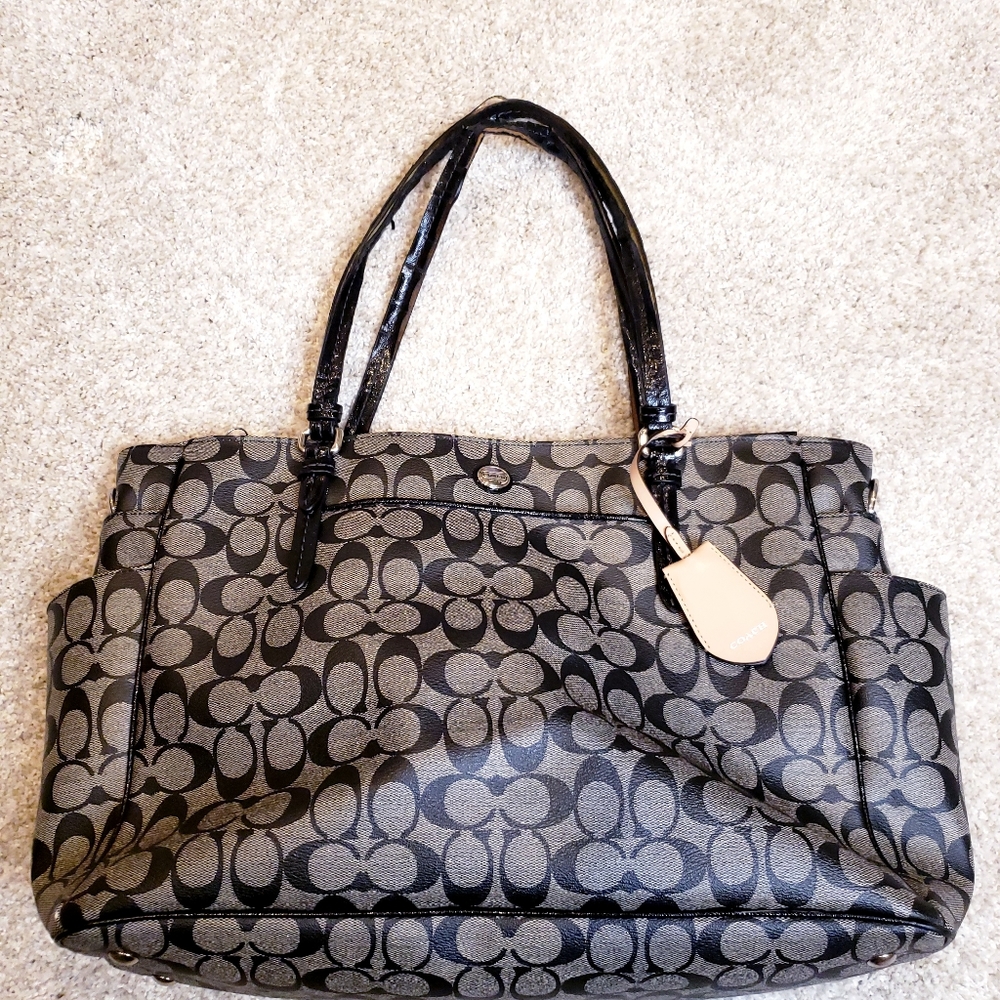 Coach Black Monogram Diaper Bag w/ Changing Pad